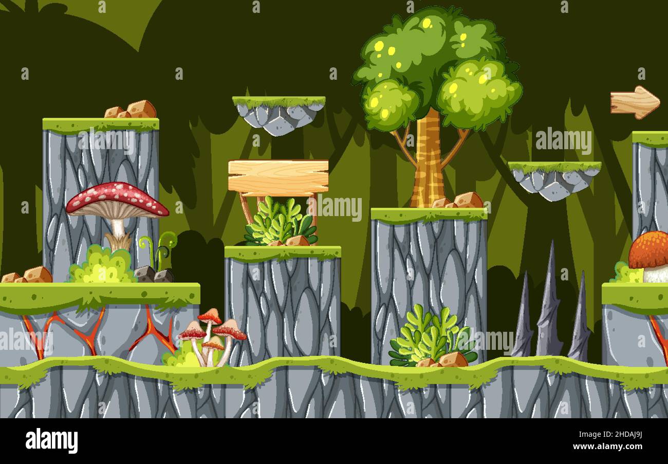 A Game Template Jungle Scene illustration Stock Vector Image & Art - Alamy
