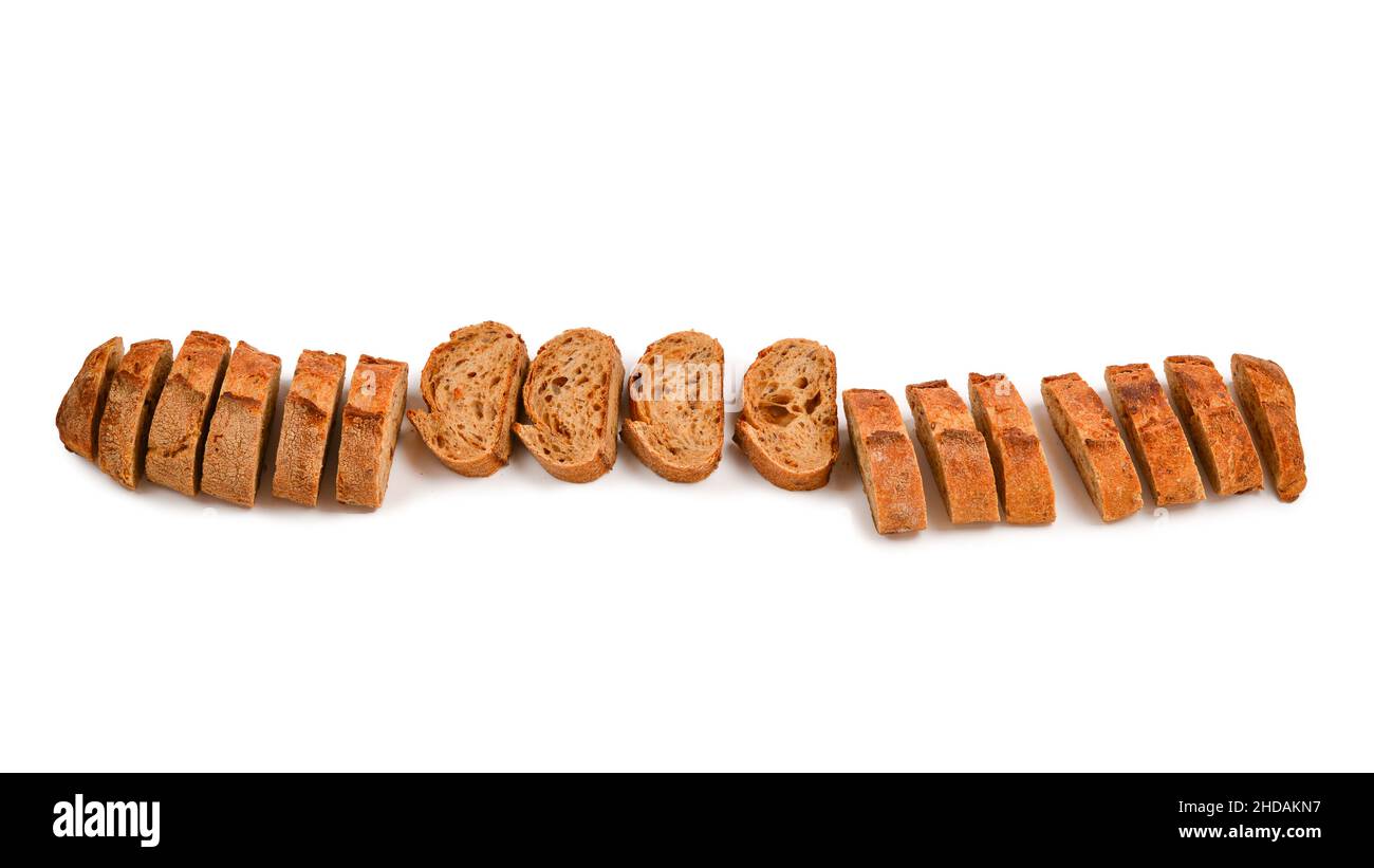 Bread slices isolated on white. Stock Photo