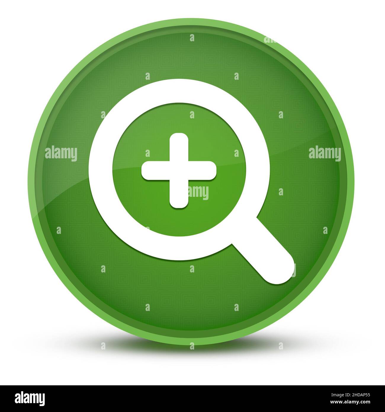 Zoom in luxurious glossy green round button abstract illustration Stock