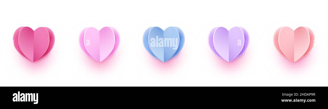 Decorative paper cut hearts Stock Vector