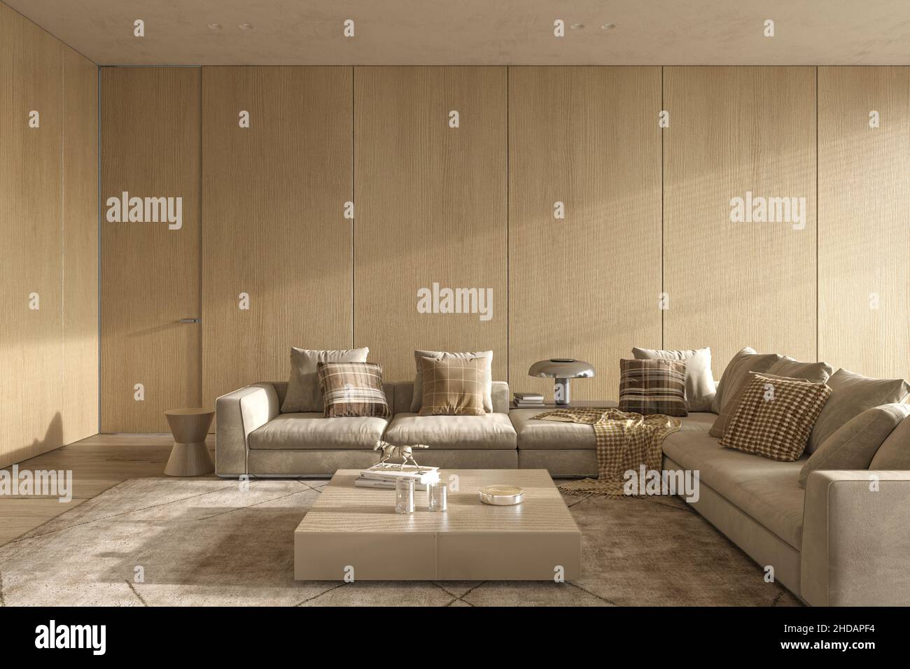 interior design,modern living room with chairs,lamp,tatami floor, Japanese  style, 3d rendering Stock Photo - Alamy