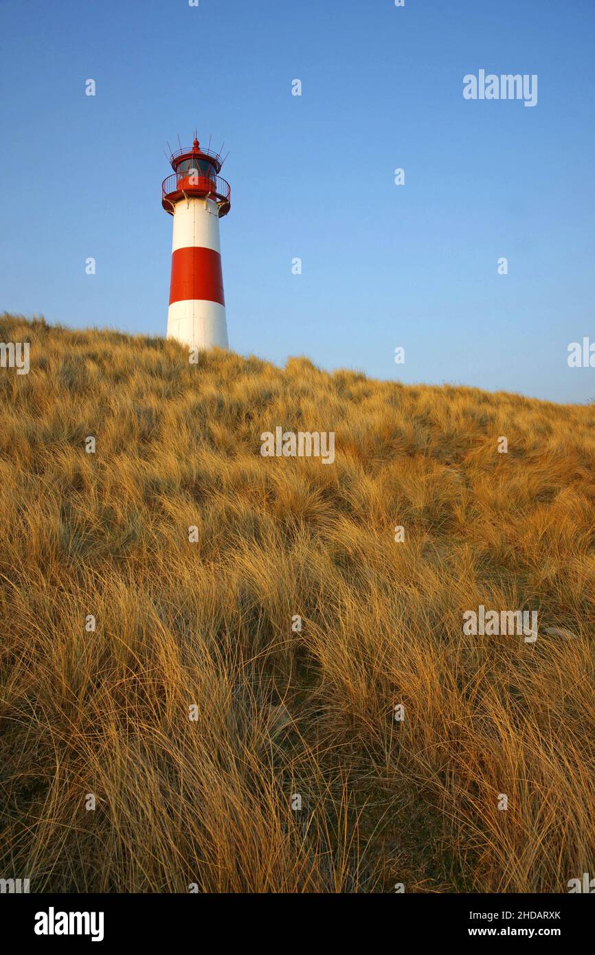 Abendstimmung mit Leuchtturm am Ellenbogen auf Sylt an der Nordsee, Schleswig-Holstein| Stock Photo