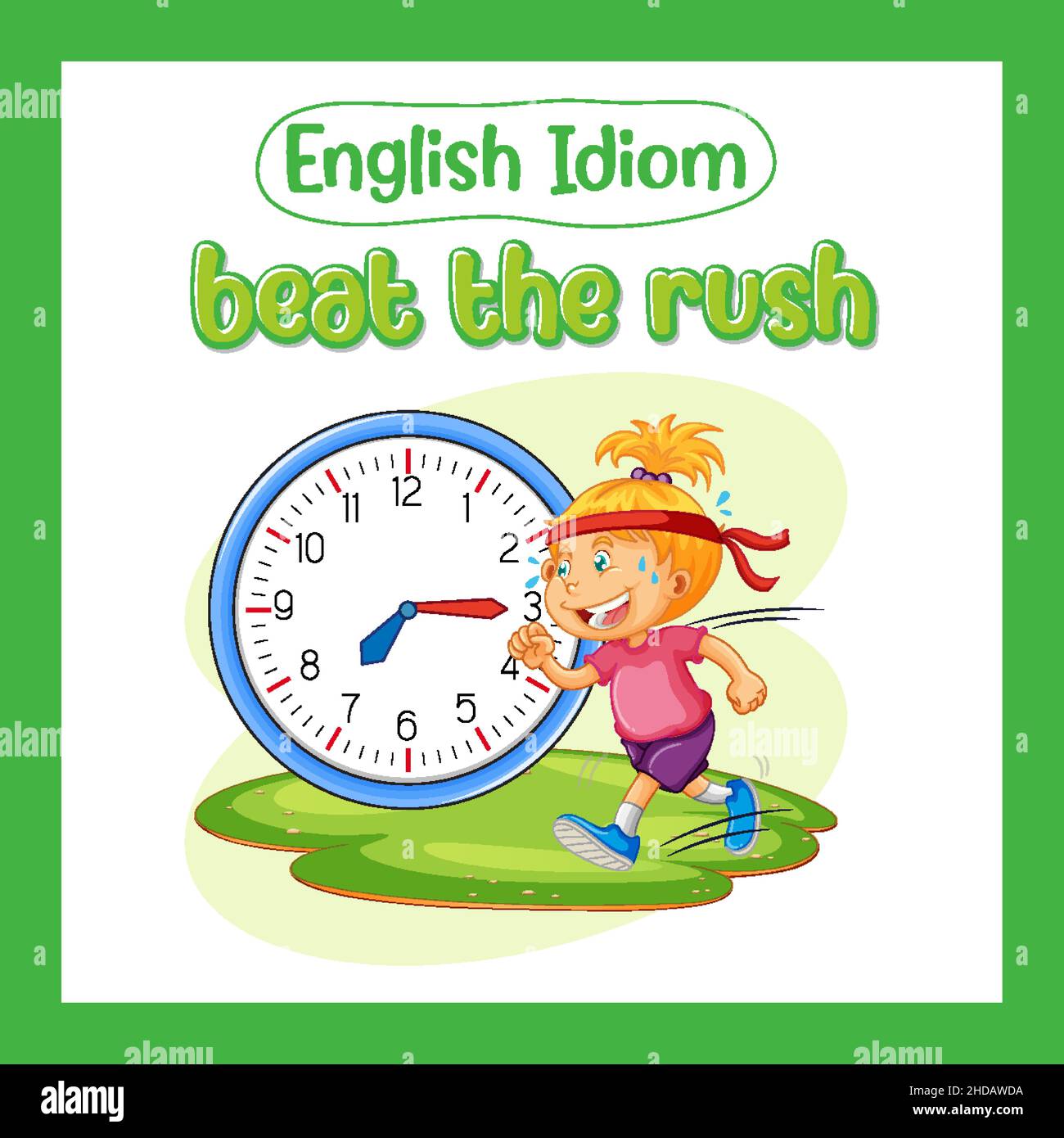 English idiom with picture description for beat the rush illustration