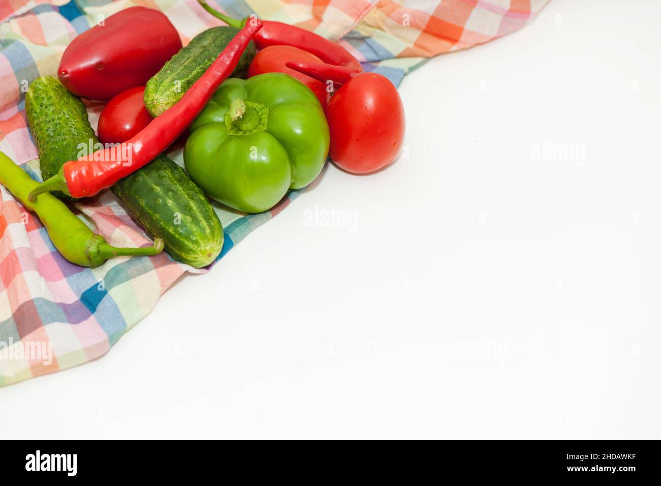 Vegetables cucumbers, tomatoes, beets, on a white background Stock Photo
