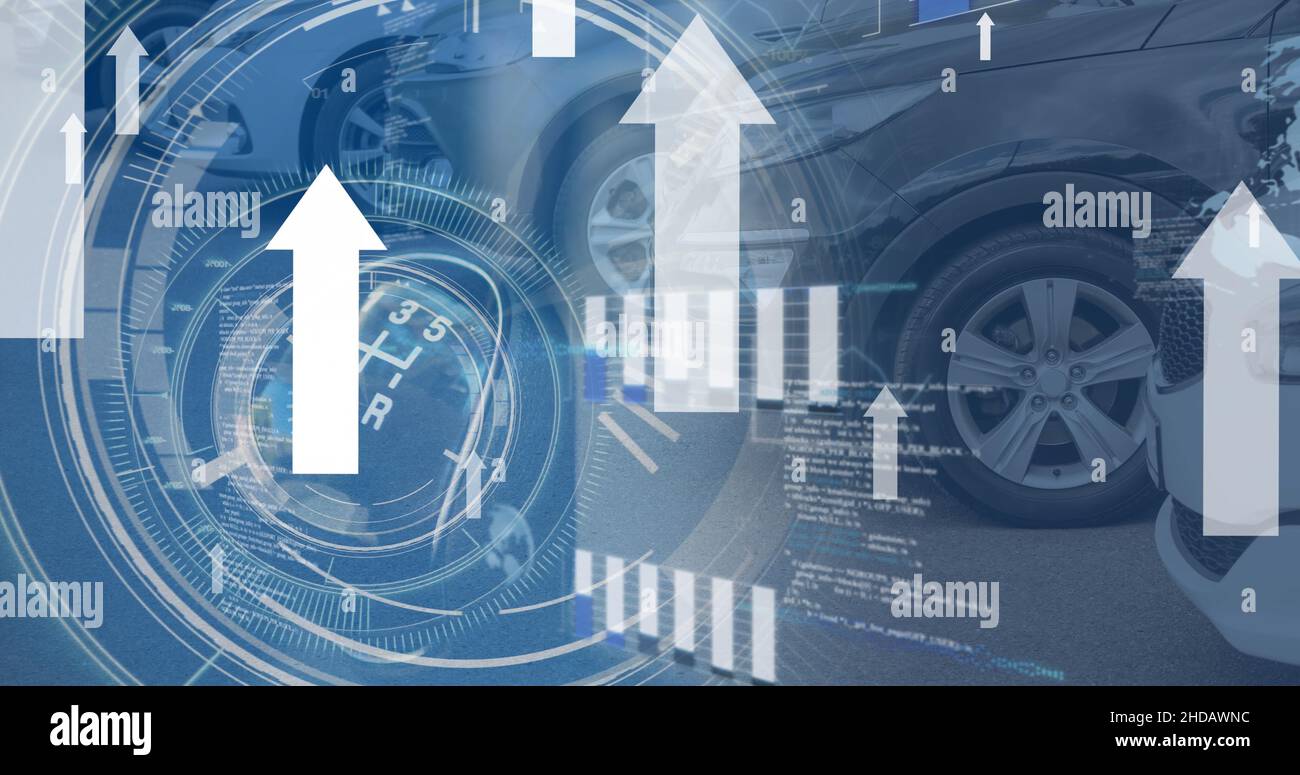 Car Data Processing Image of scopes scanning and data processing over cars Stock Photo - Alamy