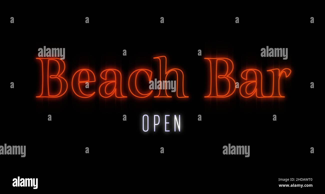 Emerging orange Beach Bar neon billboard Stock Photo Alamy