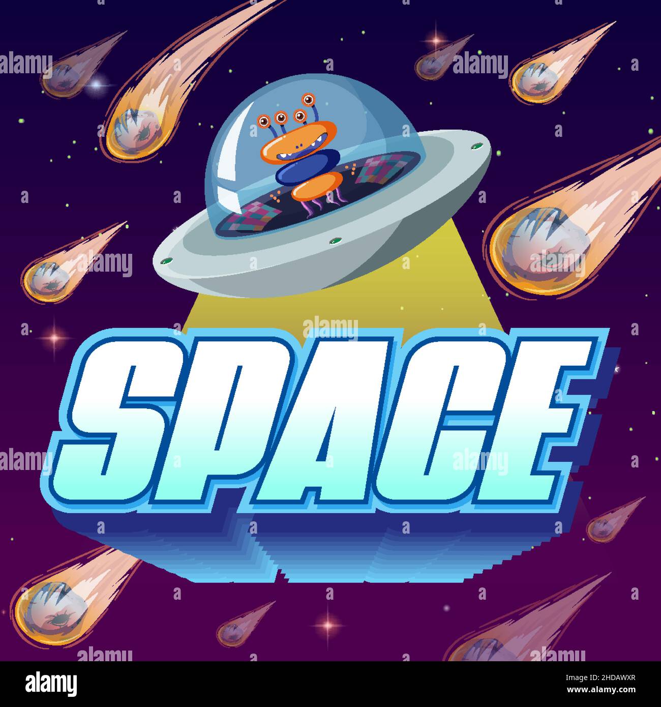 Space poster design with alien in ufo illustration Stock Vector Image ...