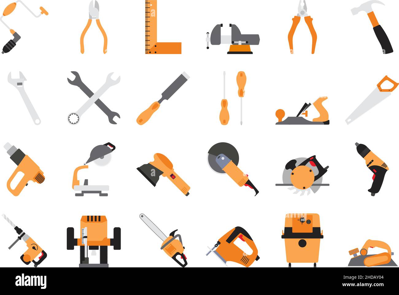 Tools Icon Set. Flat Design. Fully editable vector illustration. Text ...