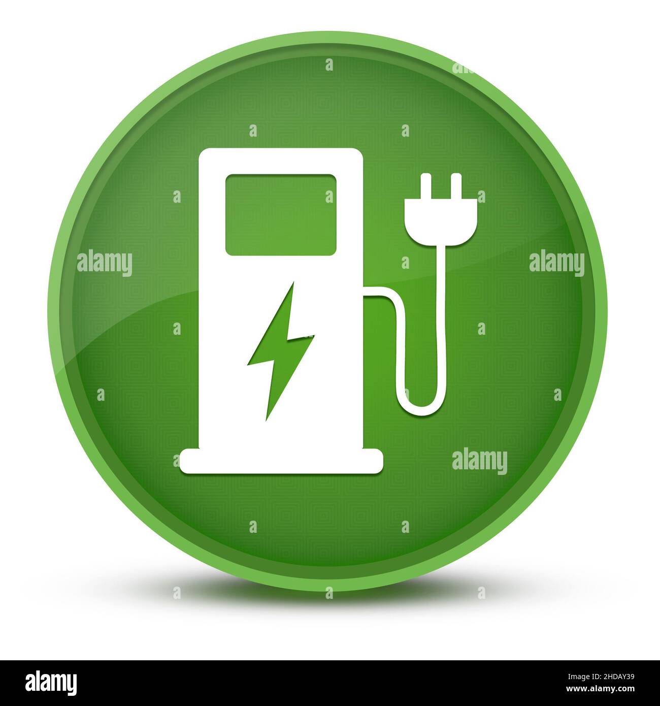 Electric vehicle charging station luxurious glossy green round button abstract illustration Stock Photo