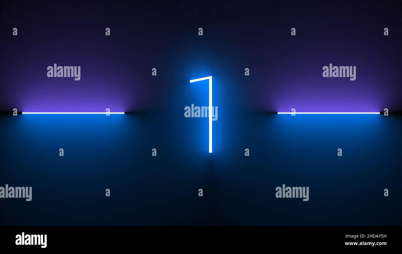 neon number 1 black background