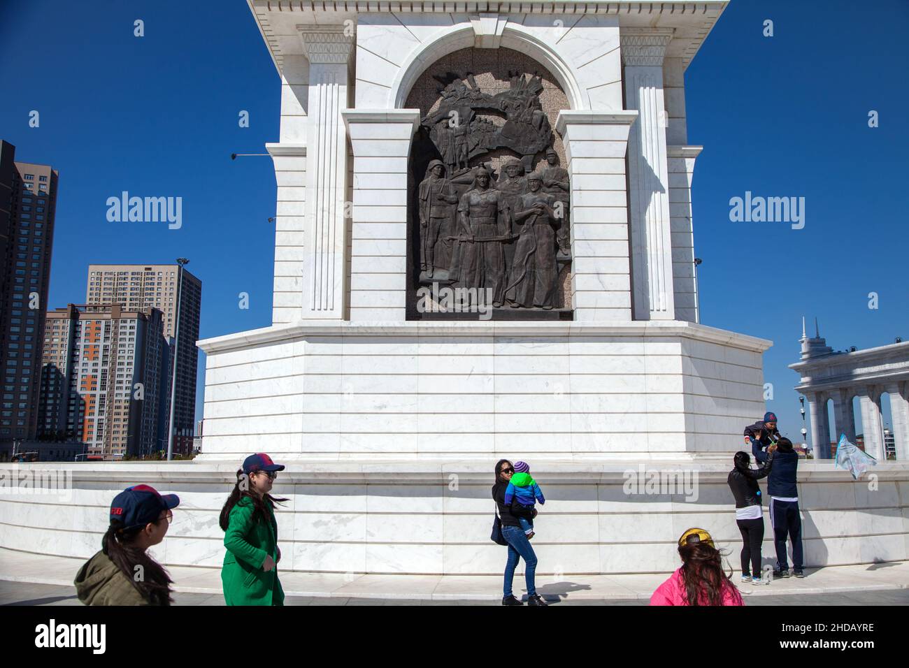 Nur Sultan,Kazakhstan - 05-01-2017:Kazakh Eli Monument on the Independence Square in Nur Sultan Stock Photo