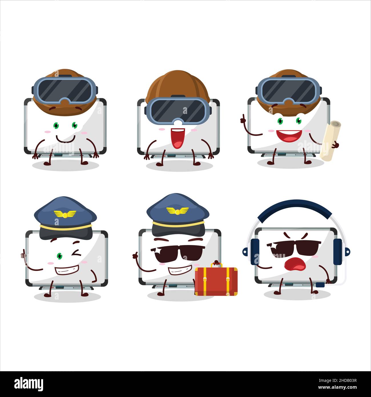 Pilot cartoon mascot white board with glasses. Vector illustration Stock  Vector Image & Art - Alamy