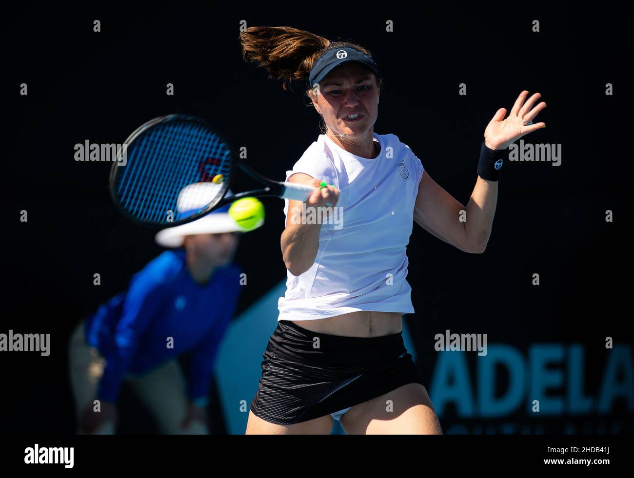 Kateryna Bondarenko of Ukraine in action during the first qualifications round of the 2022 Adelaide International WTA 500 tennis tournament on January 2, 2022 at Memorial Drive Tennis Centre in Adelaide, Australia - Photo: Rob Prange/DPPI/LiveMedia Stock Photo