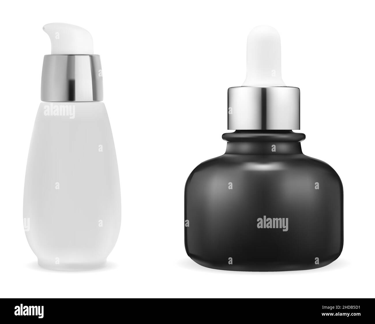 Cosmetic serum dropper bottle. Serum essence pump container. Pipette