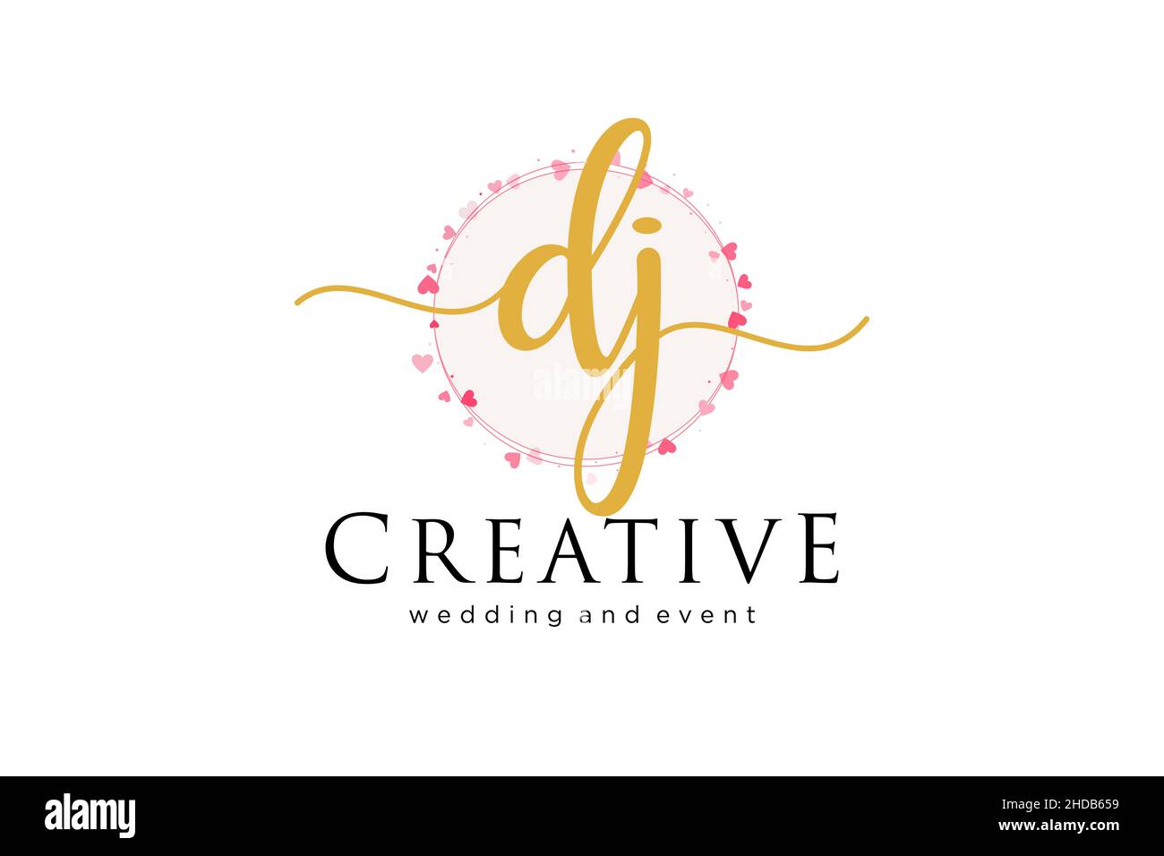 DJ feminine logo. Usable for Logo for fashion,photography, wedding, beauty, business. Flat Vector Logo Design Template Element. Stock Vector