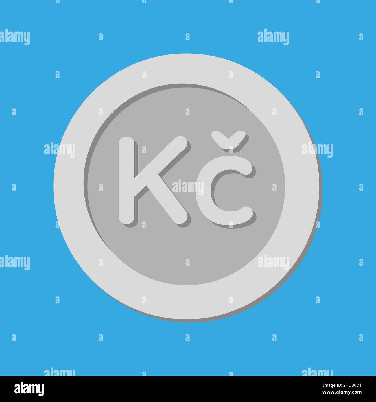 A silver grey vector illustration of czech crown Stock Vector