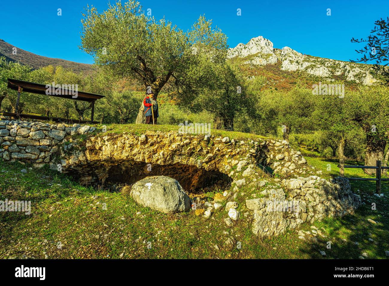 Remains of the ancient Roman cistern in the Parco dell'Olivo in Venafro. Venafro, Province of Isernia, Molise, Italy, Europe Stock Photo