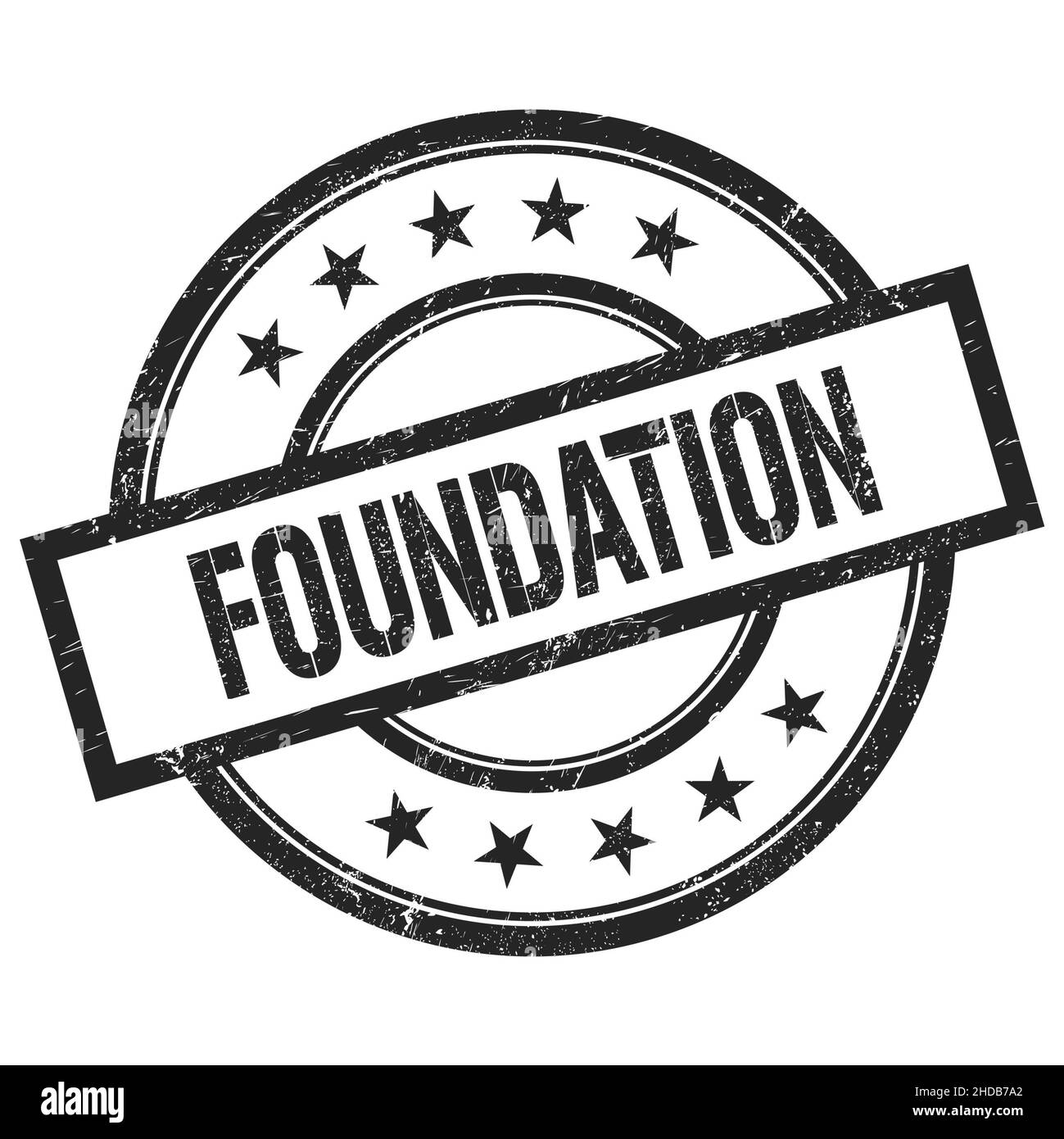 FOUNDATION text written on black round vintage rubber stamp Stock Photo