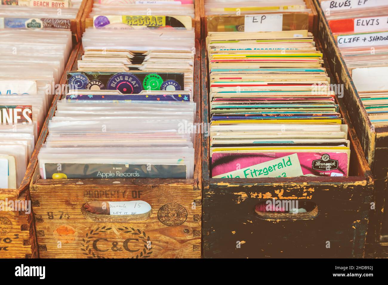 DEN BOSCH, THE NETHERLANDS MAY 14, 2017 Wooden boxes with vinyl