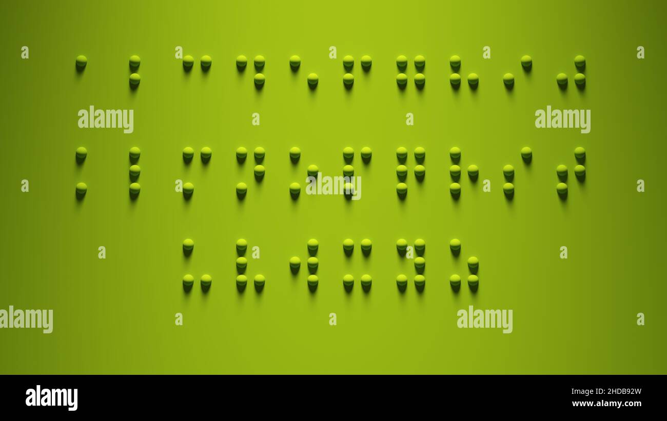 Braille Alphabet Guide AZ Visually Impaired Writing System Symbol Formed out of Green Spheres