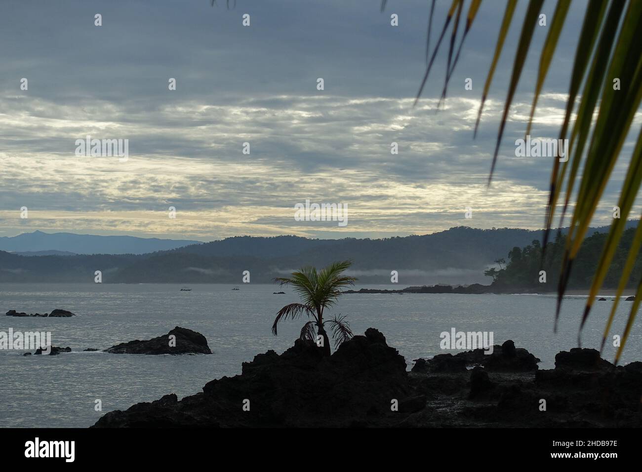 Costa Rica Drake Bay Corcovado National Park - Seashore blue hour after sunset Stock Photo