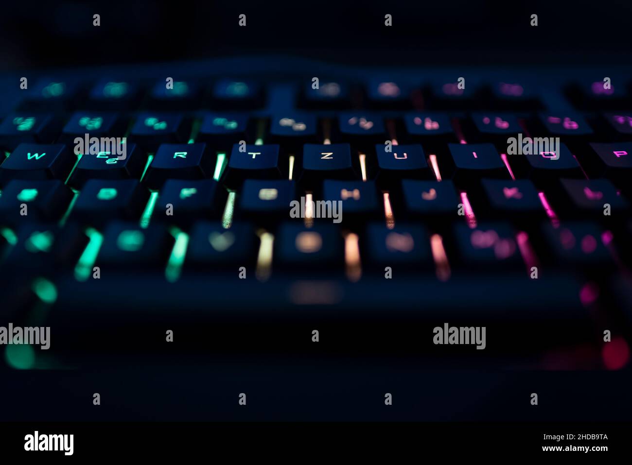 Illuminated keyboard in the dark Stock Photo