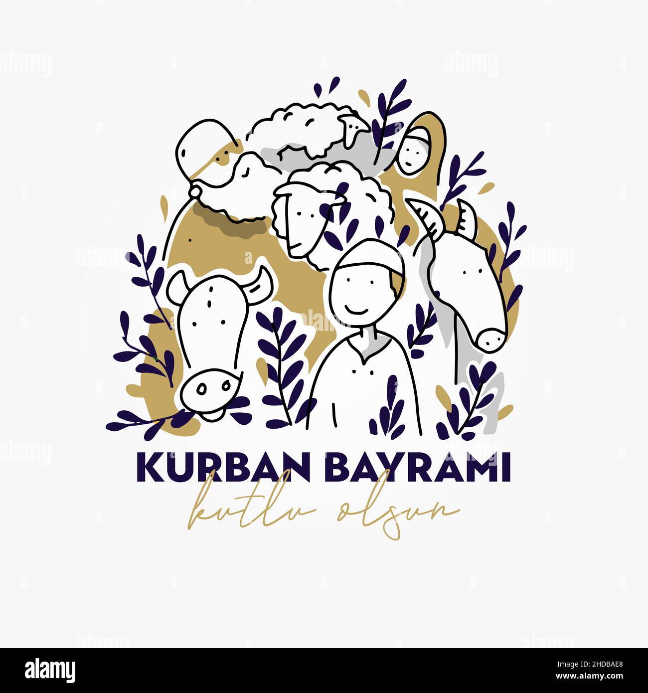 Eid alAdha Mubarak, Feast of the Sacrifice Greeting. (Turkish Kurban Bayraminiz Kutlu Olsun