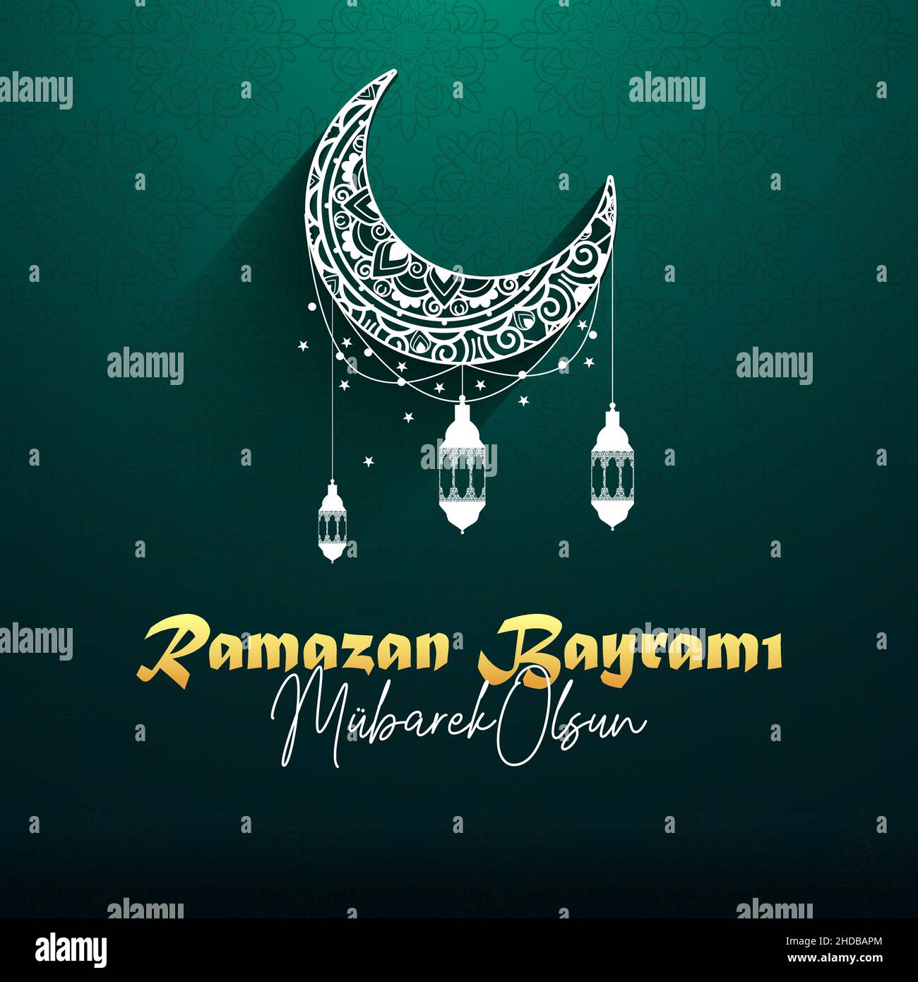 Ramazan Bayrami Mubarek Olsun. Translate: Eid Mubarak Ramadan. Stock Vector