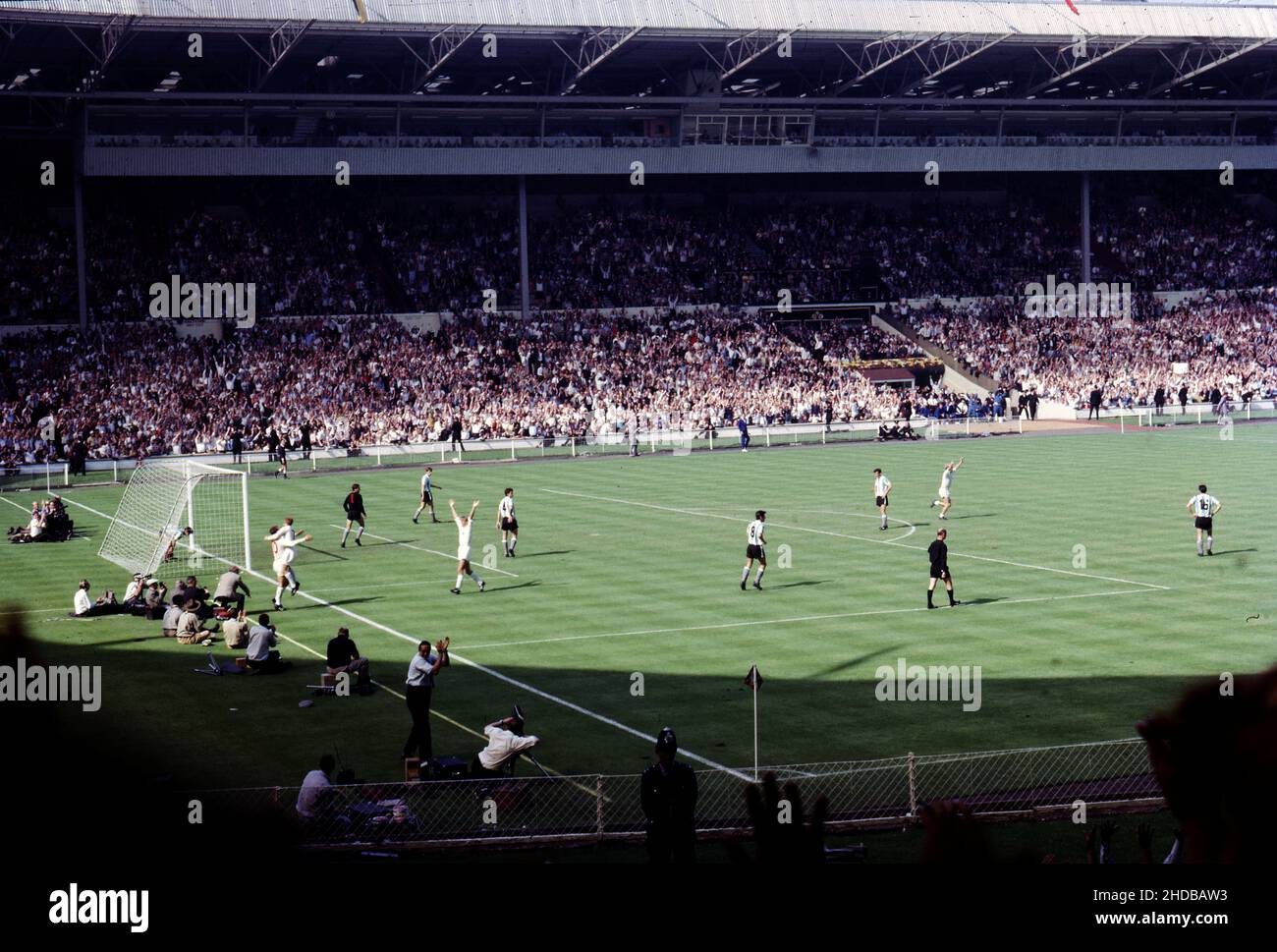 World Cup Finals 1966 Fan Amateur Photos from the stands 23rd July 1966 Querter Final England versus Argentina  England celebrate Geoff Hurst's 77th minute winner  Photo by Tony Henshaw Archive Stock Photo
