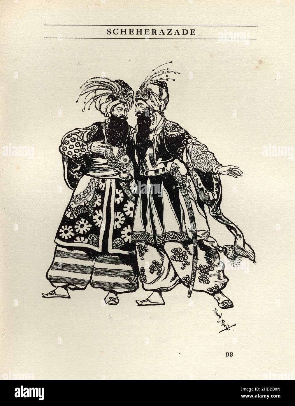 Costume from the ballet adaptation of Scheherazade, music composed by Nikolai Rimsky-Korsakov in 1888 and based on One Thousand and One Nights (also k Stock Photo