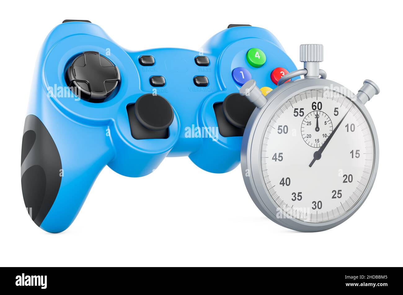 Gamepad with stopwatch, 3D rendering isolated on white background Stock ...