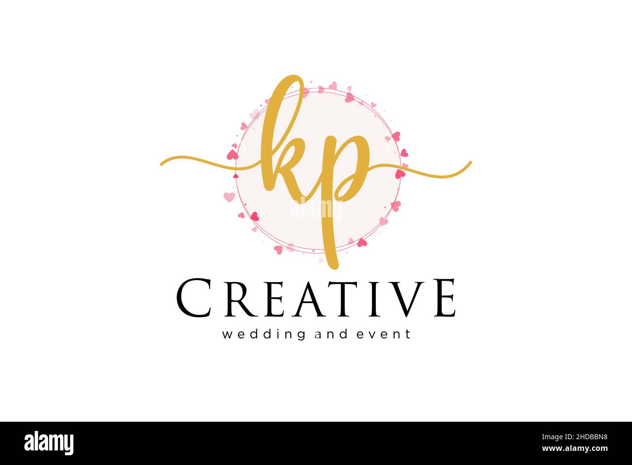KP feminine logo. Usable for Logo for fashion,photography, wedding, beauty, business. Flat Vector Logo Design Template Element. Stock Vector