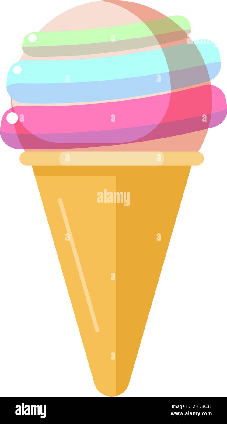 Waffle cone with ice cream ball in cartoon style Stock Vector Image ...