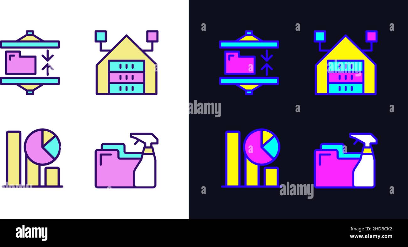 Data mining processes light and dark theme RGB color pixel perfect ...
