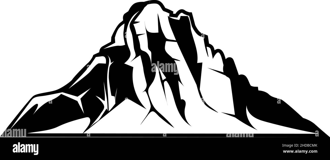 Mountain logo. Big peak of natural stone formation Stock Vector