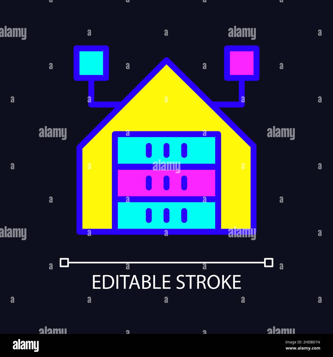 Virtual information warehousing RGB color pixel perfect icon for dark ...