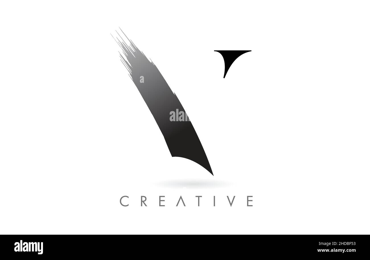 Artistic V Brush Stroke Letter Design Logo Icon Vector. Elegant ...