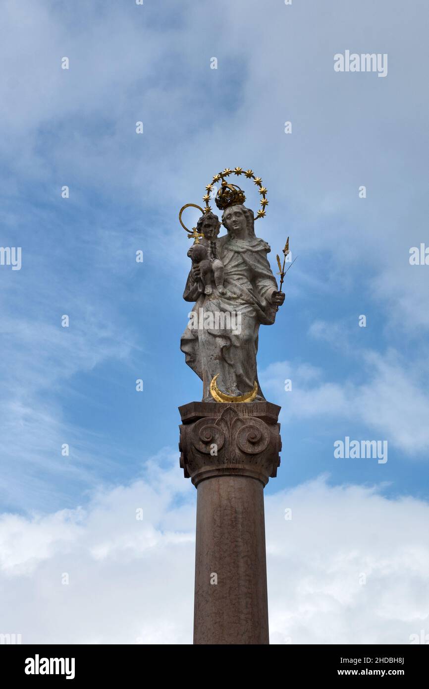 Murnau, Bavaria, Germany,: Marian column in the center of the city Stock Photo