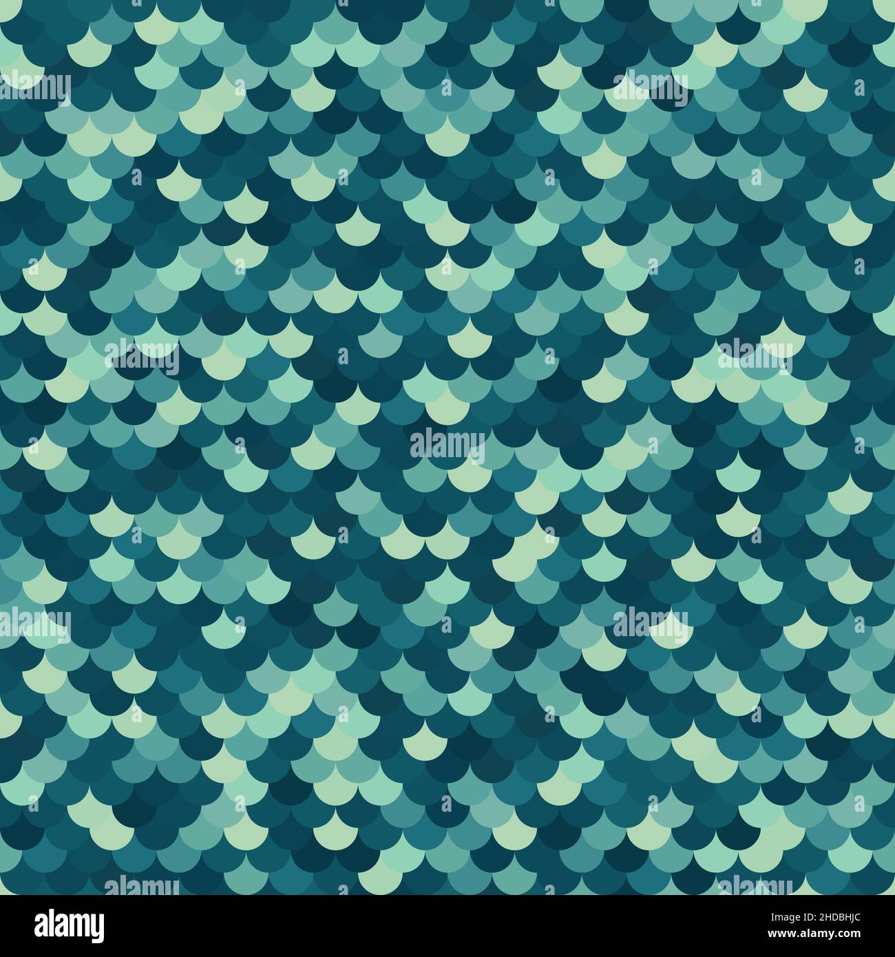 Mermaid, fish, dragon blue marine scale seamless pattern background Stock Vector