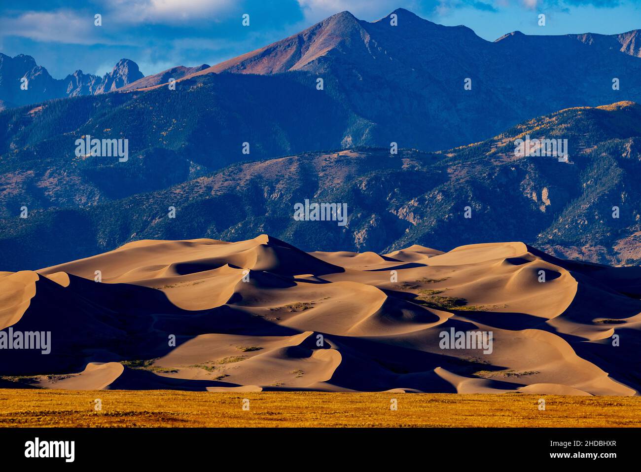 Late afternoon on Sand Dunes, Great Sand Dunes National Park, Colorado Stock Photo