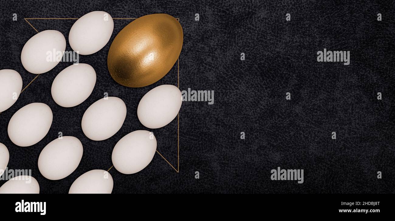 Golden egg leading the way - leadership conceptual image. Stock Photo