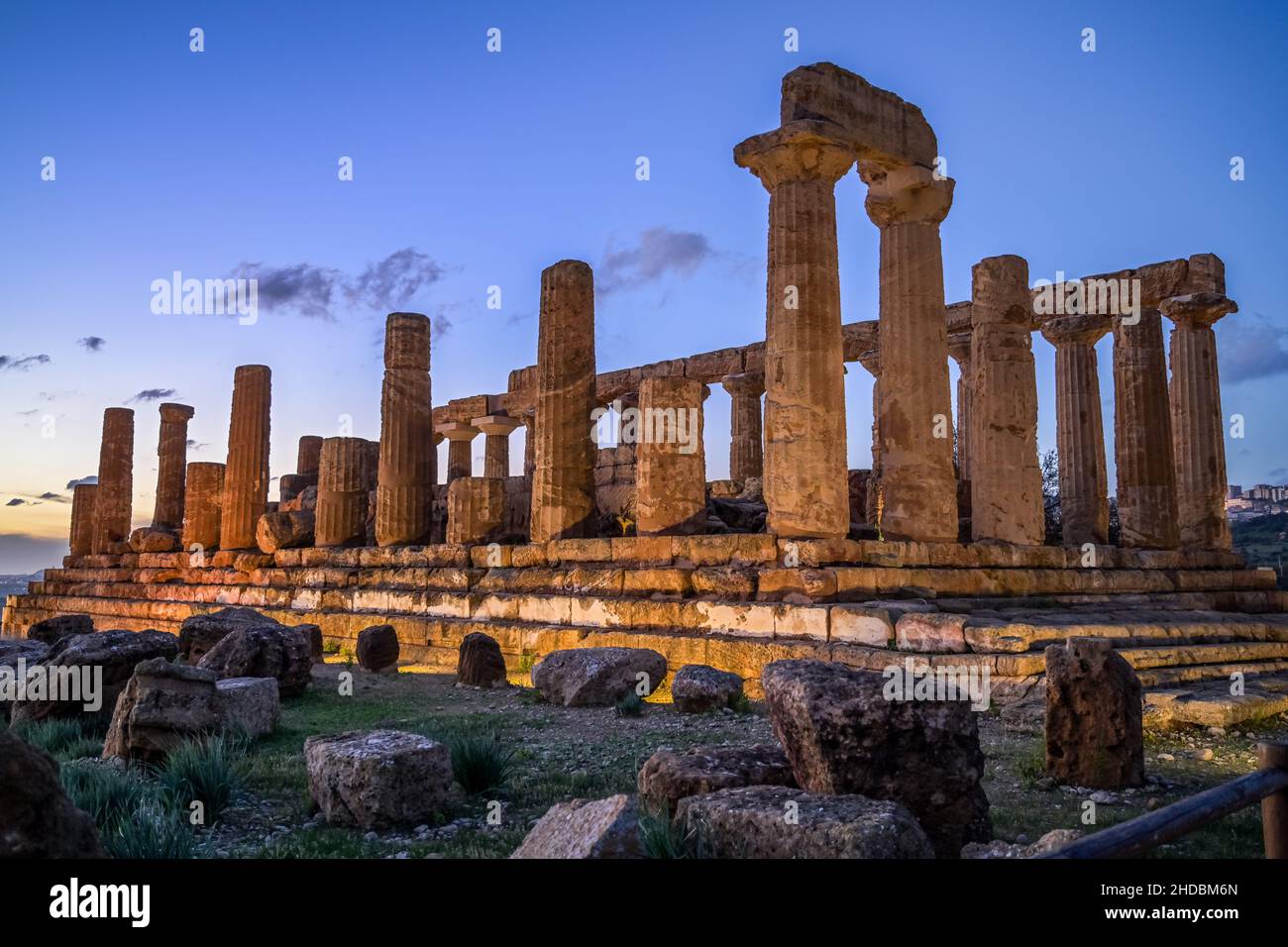 Tempel der Hera, archäologischer Park Valle dei Templi (Tal der Tempel), Agrigent, Sizilien, Italien Stock Photo