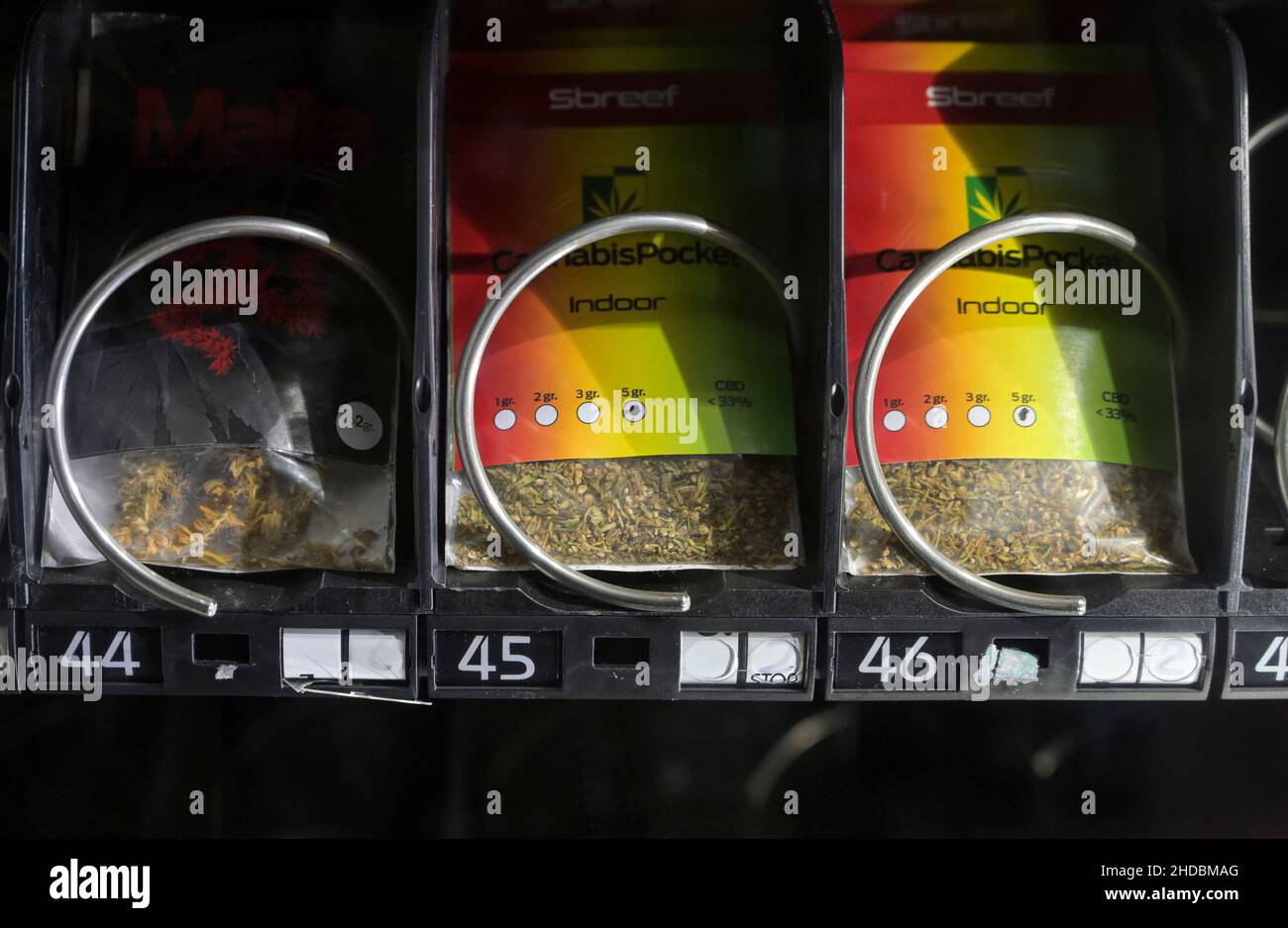 Automat zum Verkauf von Cannabis, Agrigent, Sizilien, Italien Stock Photo