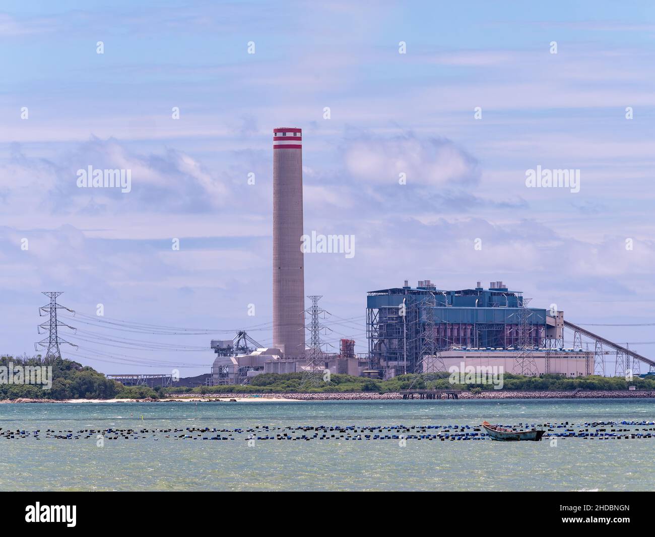 Coal fired power plant at Map Ta Put in the Rayong Province of Thailand, owned and operated by BLCP. The plant generates 1,434 Megawatts. Stock Photo