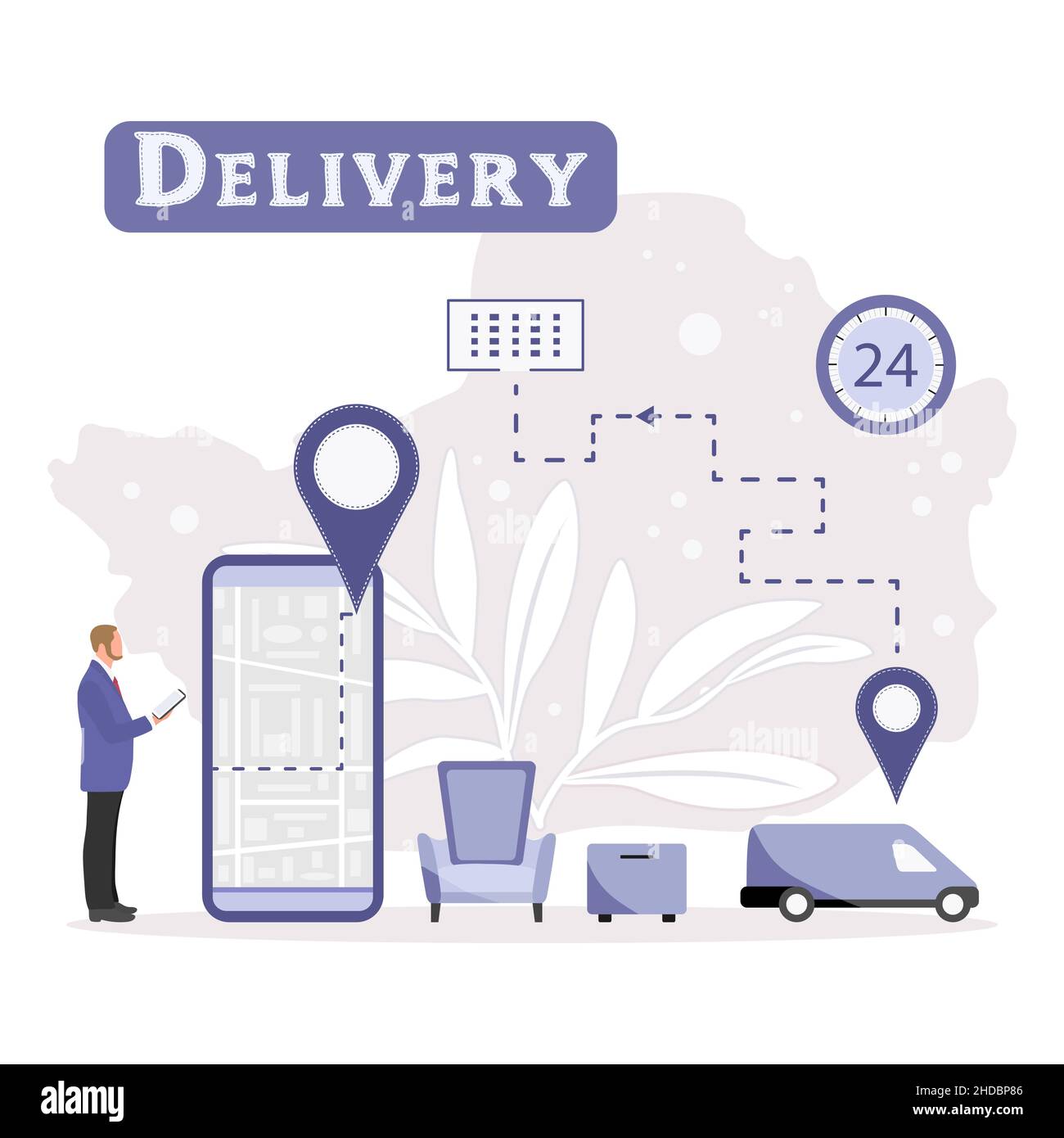 Vector illustration Delivery company service Furniture transportation ...