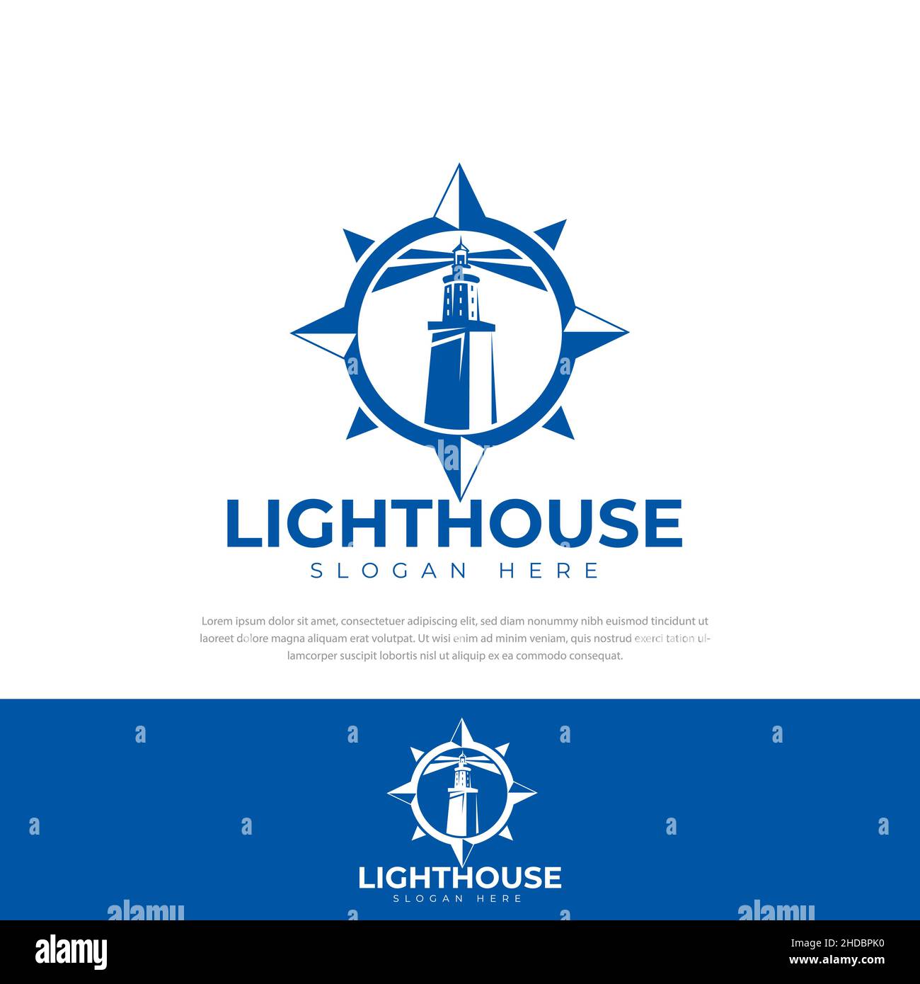 Lighthouse Logo Design With Compass Design Illustration Vector logo, symbol, icon, app, can be used for your business Stock Vector
