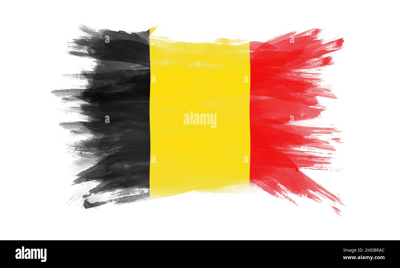 Belgium flag brush stroke, national flag on white background Stock ...