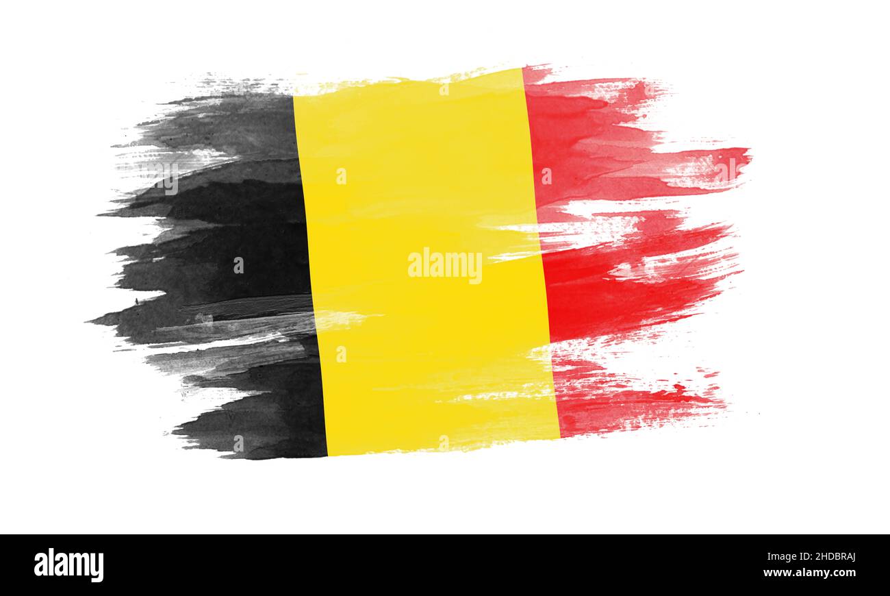 Belgium flag brush stroke, national flag on white background Stock ...