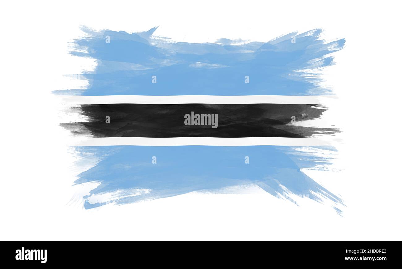 Botswana flag brush stroke, national flag on white background Stock ...