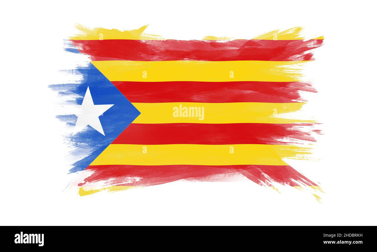 Catalonia flag brush stroke, national flag, sparkle background Stock ...